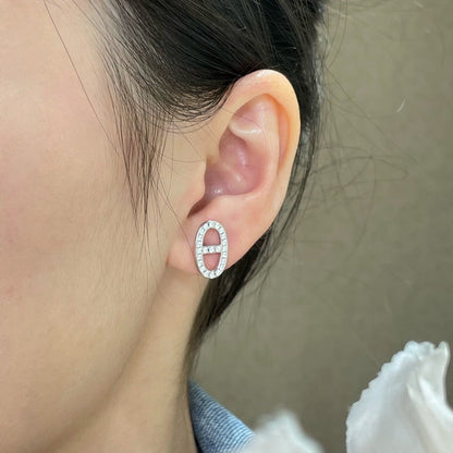 [Renovia Jewelry]HM FULL DIAMOND PIG NOSE STUD EARRINGS