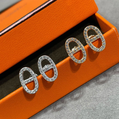 [Renovia Jewelry]HM FULL DIAMOND PIG NOSE STUD EARRINGS