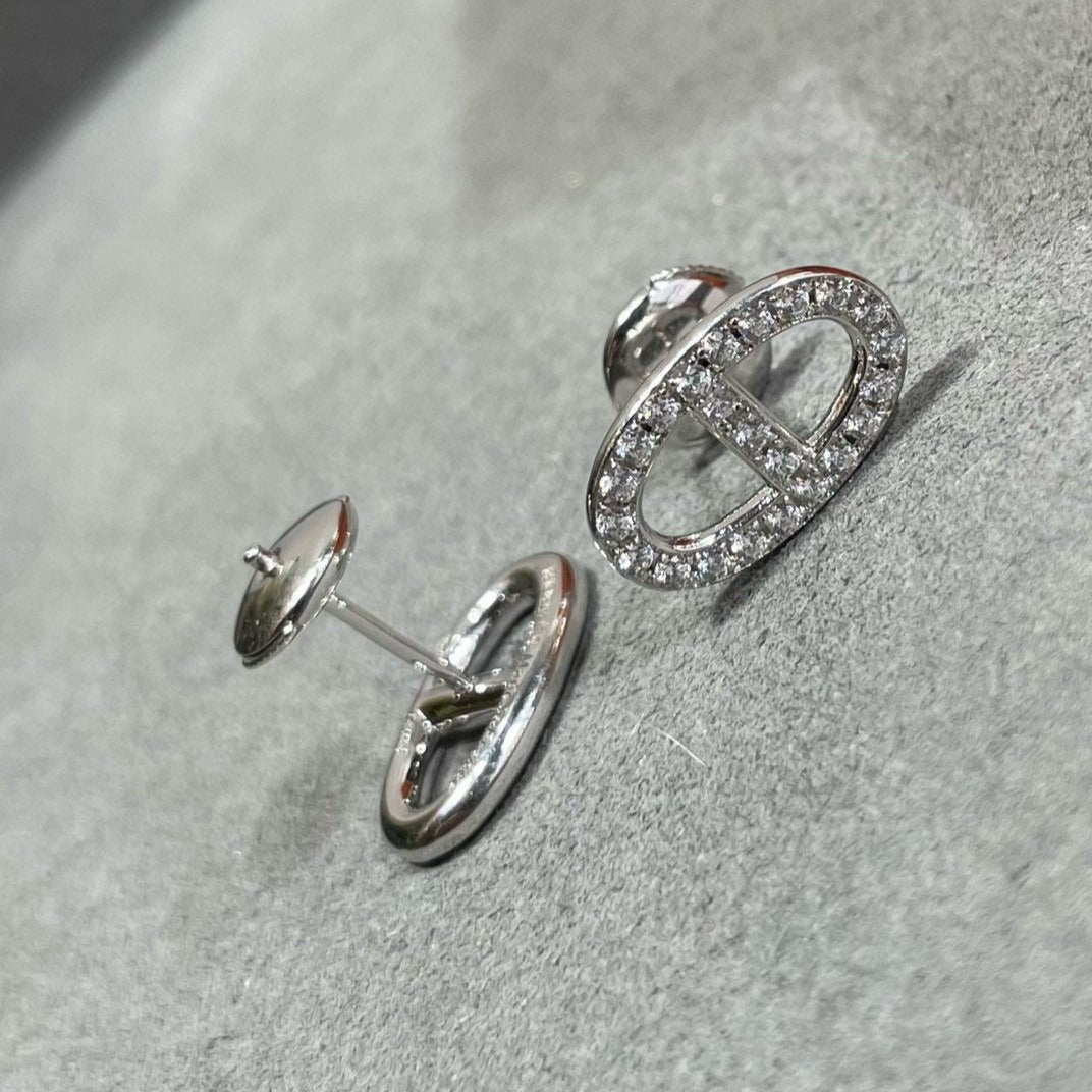 [Renovia Jewelry]HM FULL DIAMOND PIG NOSE STUD EARRINGS