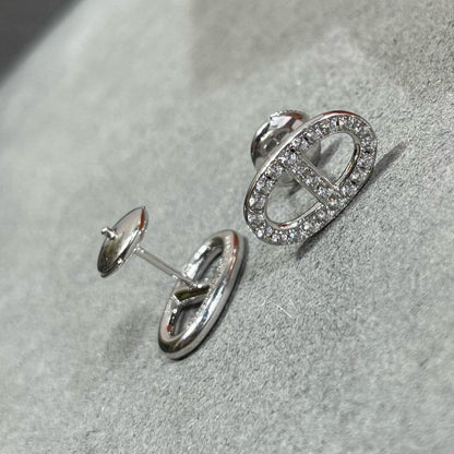 [Renovia Jewelry]HM FULL DIAMOND PIG NOSE STUD EARRINGS