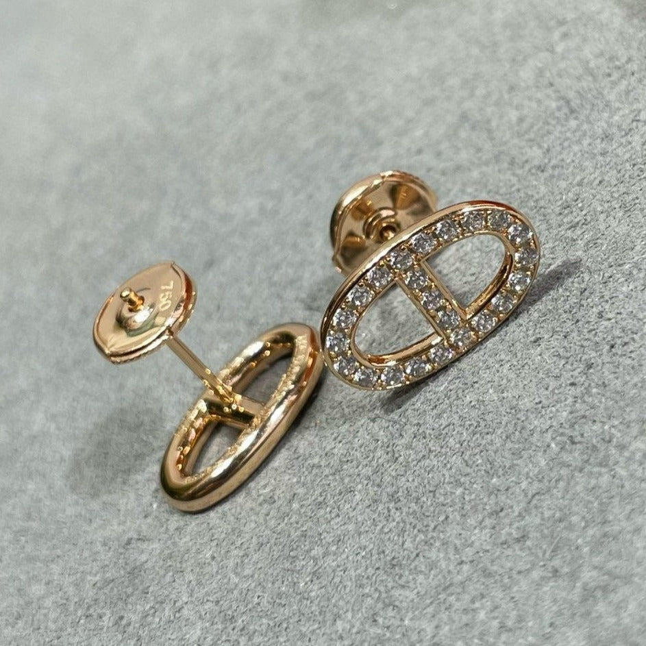 [Renovia Jewelry]HM FULL DIAMOND PIG NOSE STUD EARRINGS