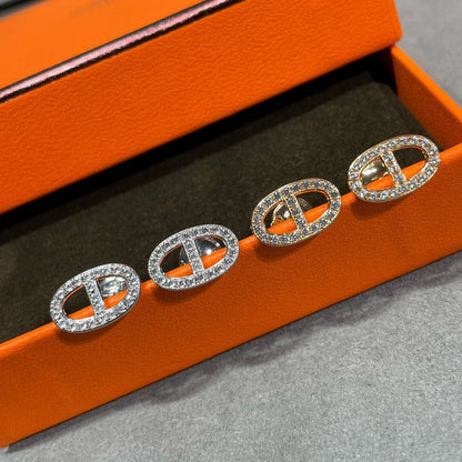 [Renovia Jewelry]HM FULL DIAMOND PIG NOSE STUD EARRINGS