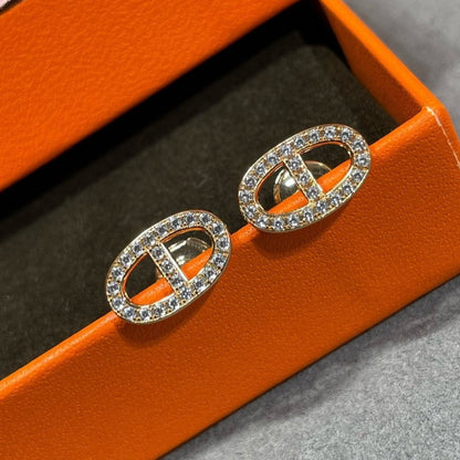 [Renovia Jewelry]HM FULL DIAMOND PIG NOSE STUD EARRINGS