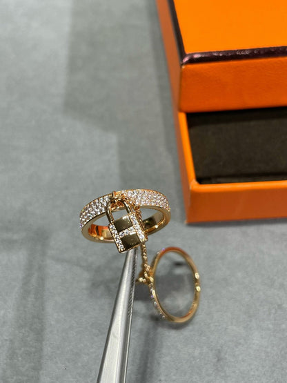 [Renovia Jewelry]HM KELLY CLOCHETTE DOUBLE RING IN  WITH DIAMONDS