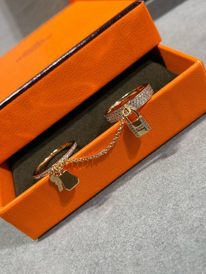[Renovia Jewelry]HM KELLY CLOCHETTE DOUBLE RING IN  WITH DIAMONDS
