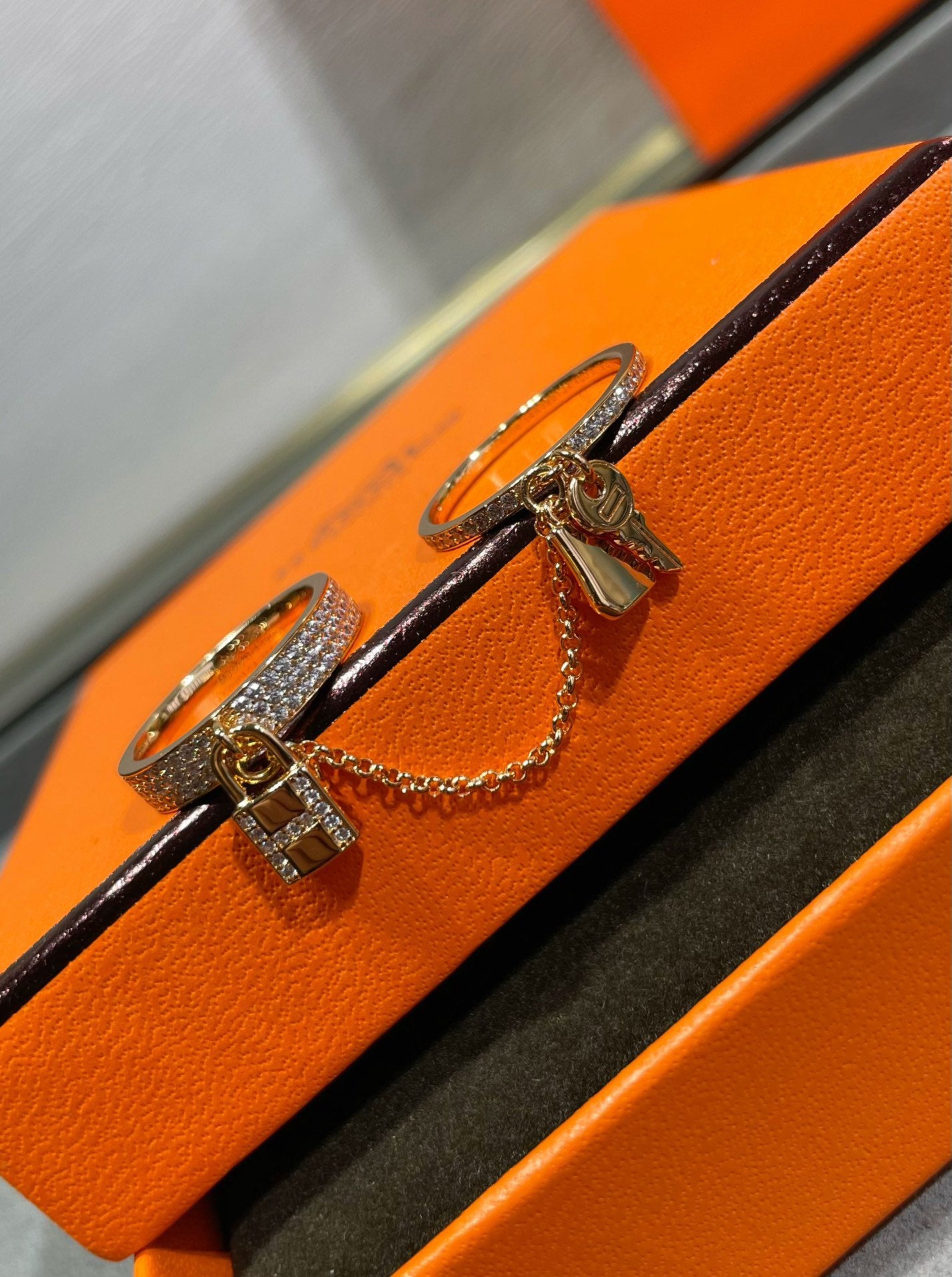 [Renovia Jewelry]HM KELLY CLOCHETTE DOUBLE RING IN  WITH DIAMONDS