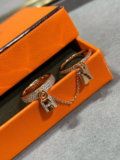 [Renovia Jewelry]HM KELLY CLOCHETTE DOUBLE RING IN  WITH DIAMONDS