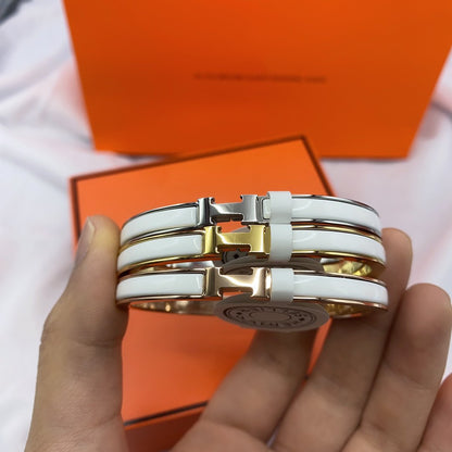 [Renovia Jewelry]CLASSIC HM CLIC WHITE 8MM ENAMEL BRACELET