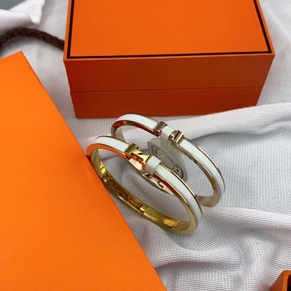 [Renovia Jewelry]CLASSIC HM CLIC WHITE 8MM ENAMEL BRACELET