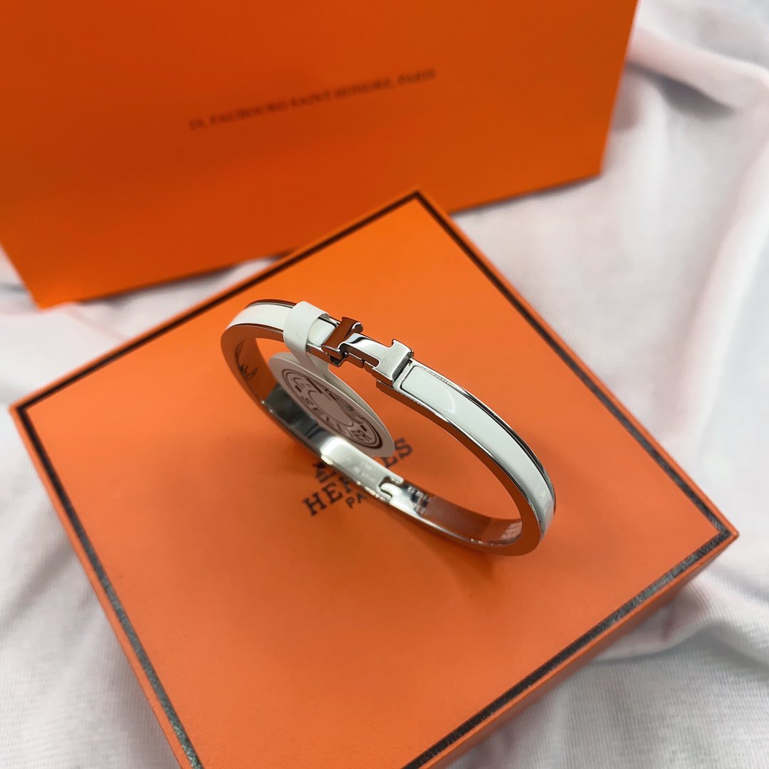 [Renovia Jewelry]CLASSIC HM CLIC WHITE 8MM ENAMEL BRACELET