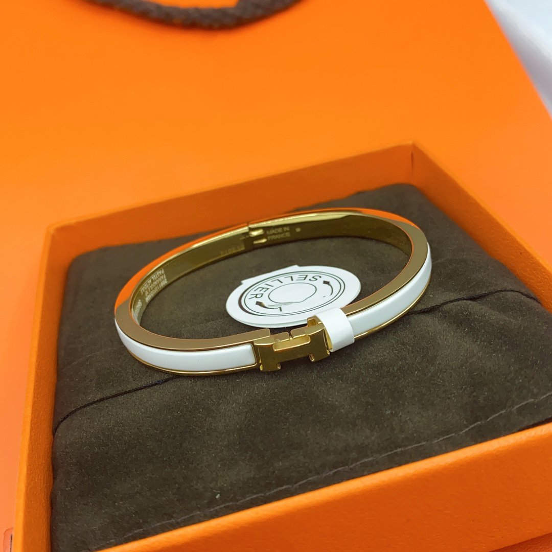 [Renovia Jewelry]CLASSIC HM CLIC WHITE 8MM ENAMEL BRACELET