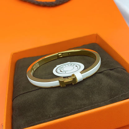 [Renovia Jewelry]CLASSIC HM CLIC WHITE 8MM ENAMEL BRACELET