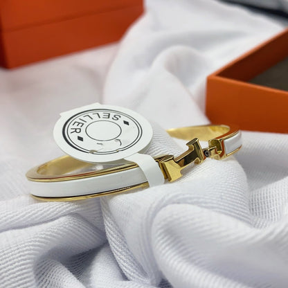[Renovia Jewelry]CLASSIC HM CLIC WHITE 8MM ENAMEL BRACELET