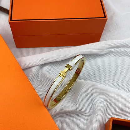 [Renovia Jewelry]CLASSIC HM CLIC WHITE 8MM ENAMEL BRACELET