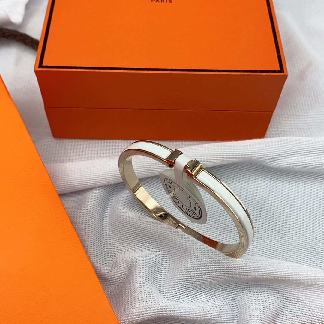 [Renovia Jewelry]CLASSIC HM CLIC WHITE 8MM ENAMEL BRACELET