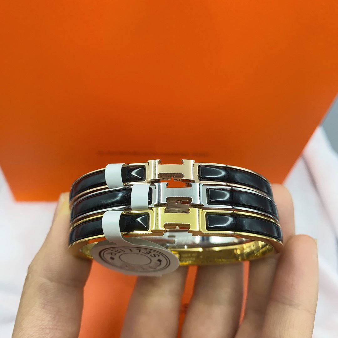 [Renovia Jewelry]CLASSIC HM CLIC BLACK 8MM ENAMEL BRACELET