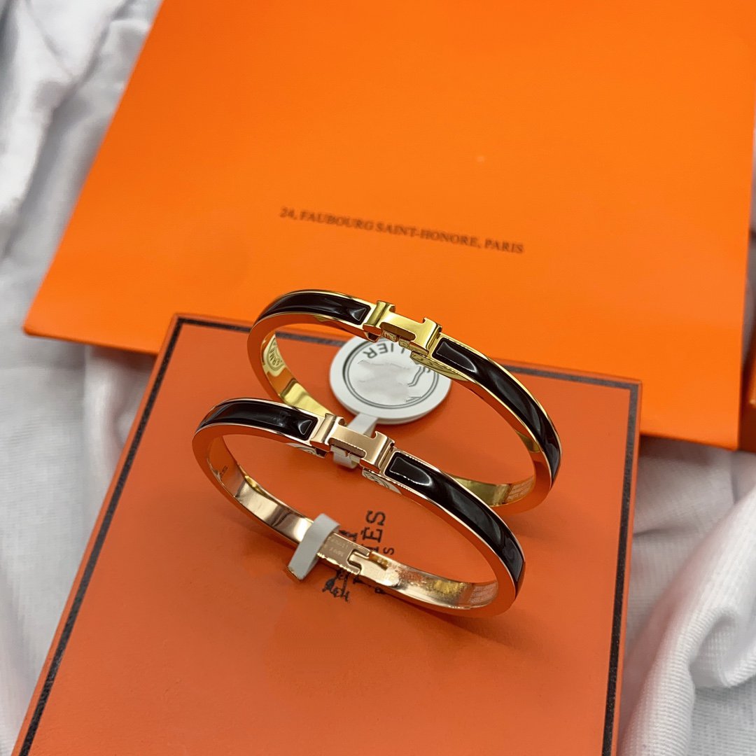 [Renovia Jewelry]CLASSIC HM CLIC BLACK 8MM ENAMEL BRACELET