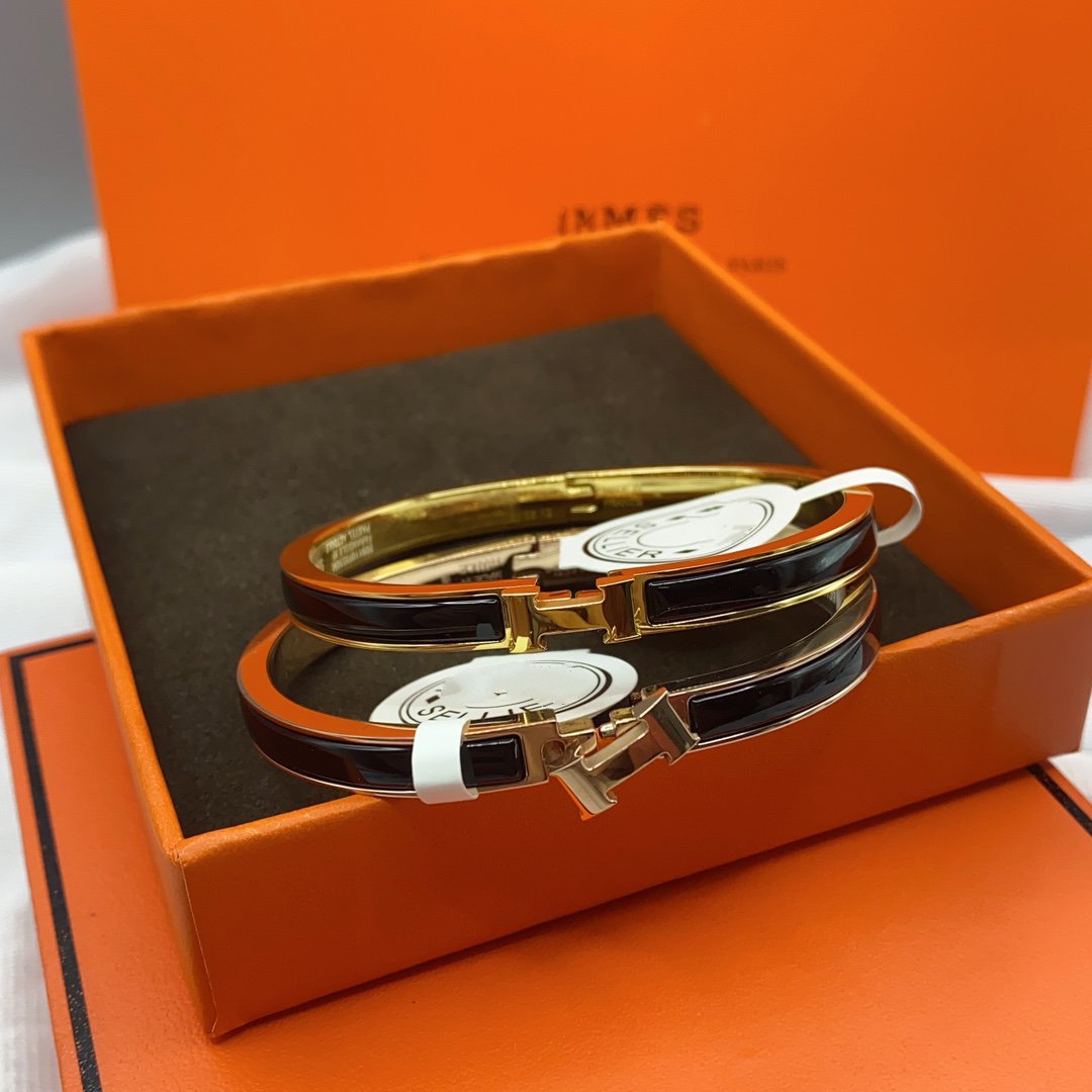 [Renovia Jewelry]CLASSIC HM CLIC BLACK 8MM ENAMEL BRACELET