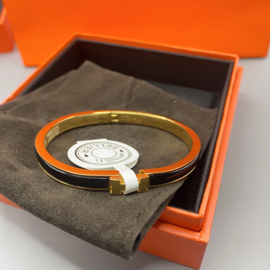 [Renovia Jewelry]CLASSIC HM CLIC BLACK 8MM ENAMEL BRACELET