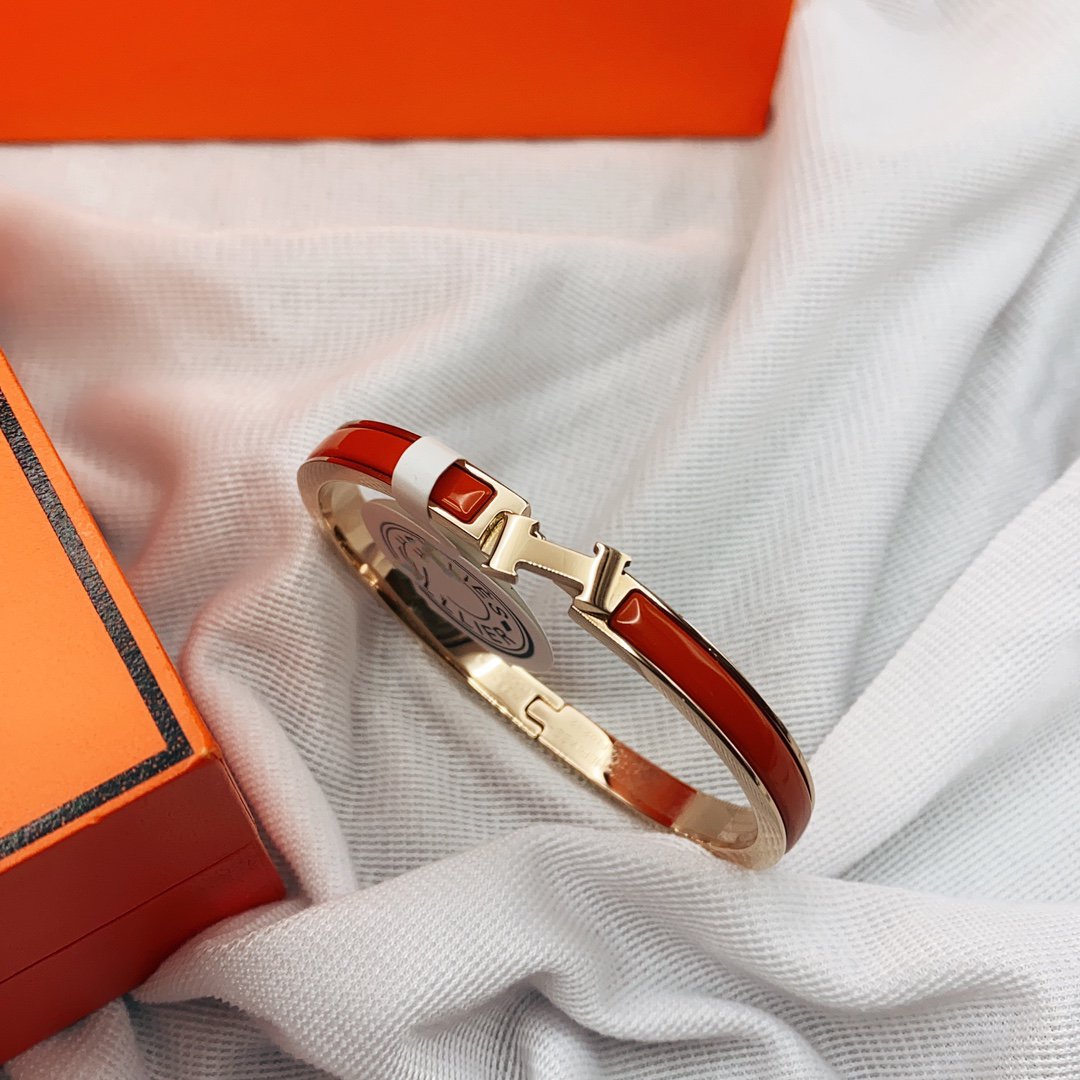 [Renovia Jewelry]CLASSIC HM CLIC RED 8MM ENAMEL BRACELET