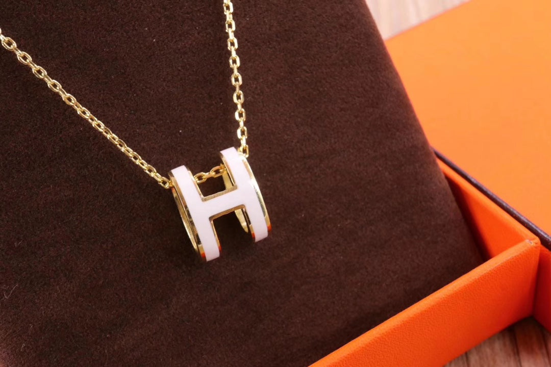 [Renovia Jewelry]HM CLIC YELLOW ENAMEL GOLD NECKLACE