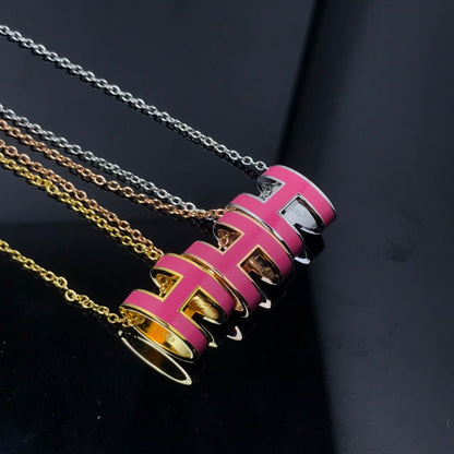 [Renovia Jewelry]H NECKLACE PINK
