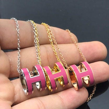[Renovia Jewelry]H NECKLACE PINK
