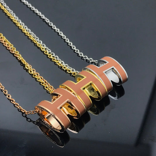 [Renovia Jewelry]H NECKLACE BROWN