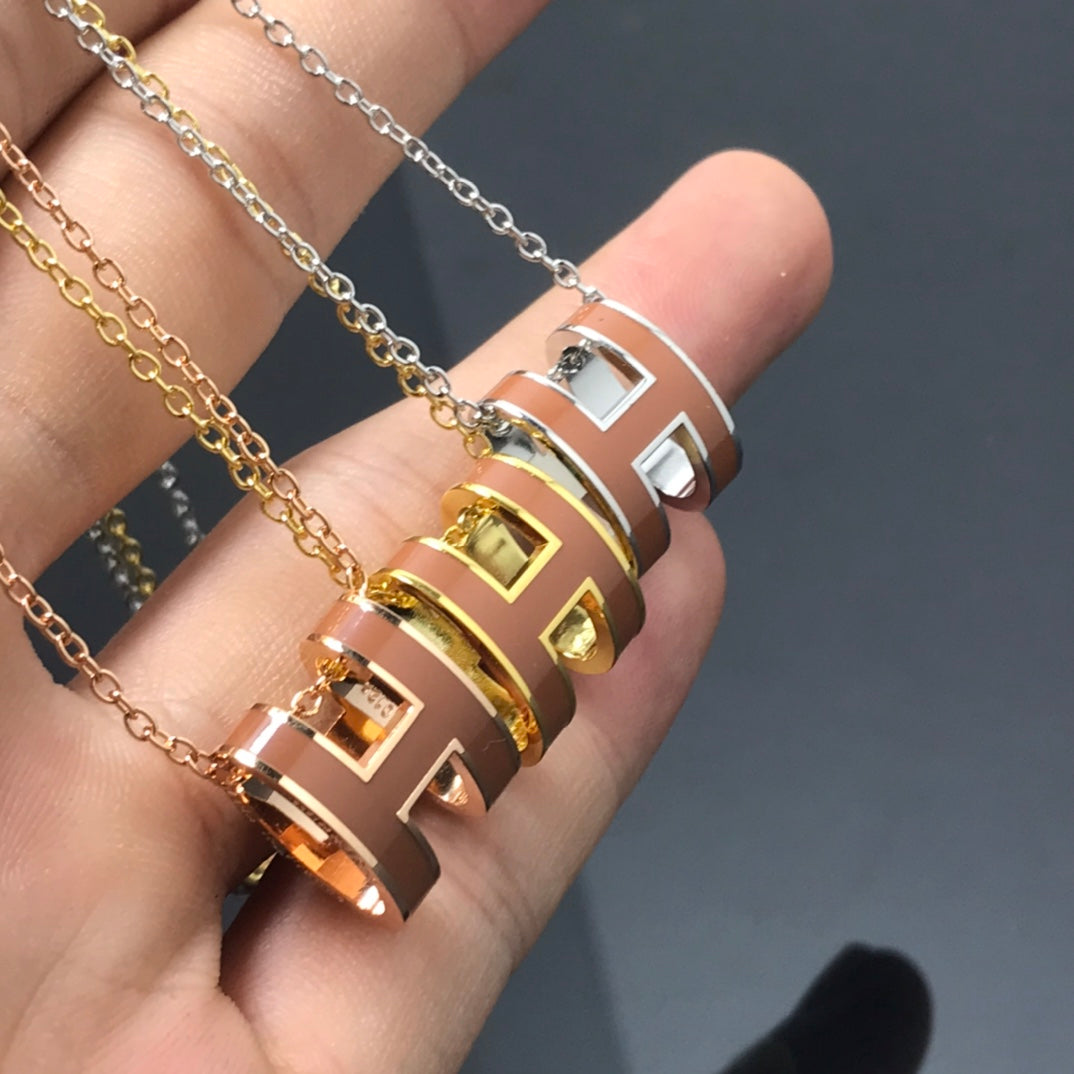 [Renovia Jewelry]H NECKLACE BROWN