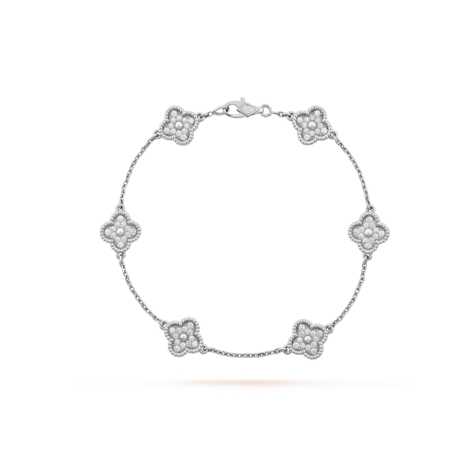 [Renovia Jewelry]CLOVER 6 MOTIF SILVER DIAMOND BRACELET