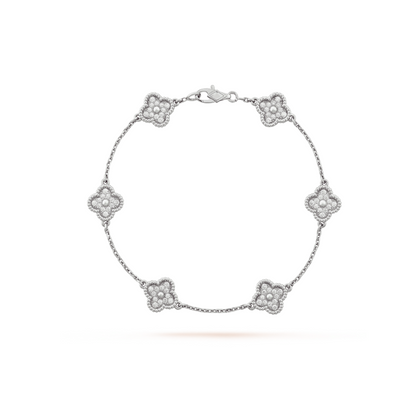[Renovia Jewelry]CLOVER 6 MOTIF SILVER DIAMOND BRACELET
