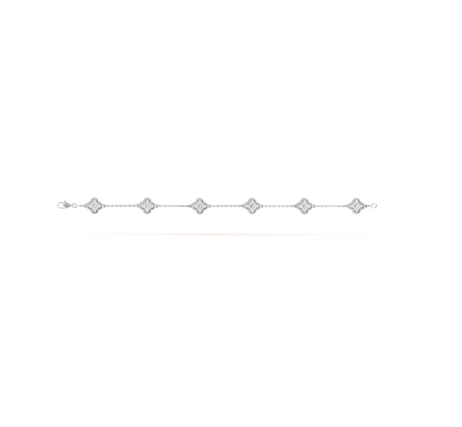 [Renovia Jewelry]CLOVER 6 MOTIF SILVER DIAMOND BRACELET