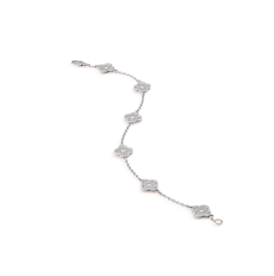 [Renovia Jewelry]CLOVER 6 MOTIF SILVER DIAMOND BRACELET