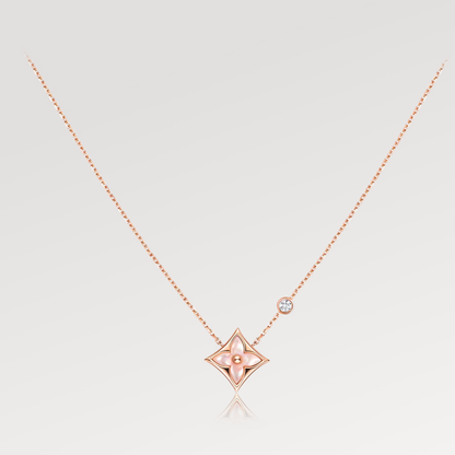 [Renovia Jewelry]STAR PINK MOP 1 DIAMOND PINK GOLD NECKLACE
