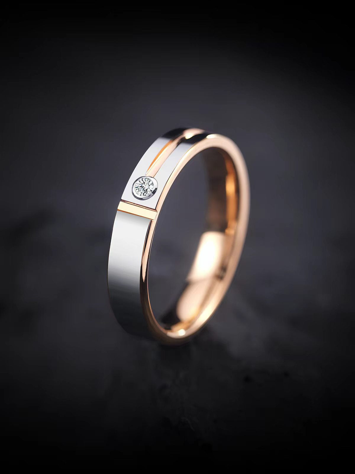Men's Rose Gold Tungsten Wedding Band, Couple Matching Ring