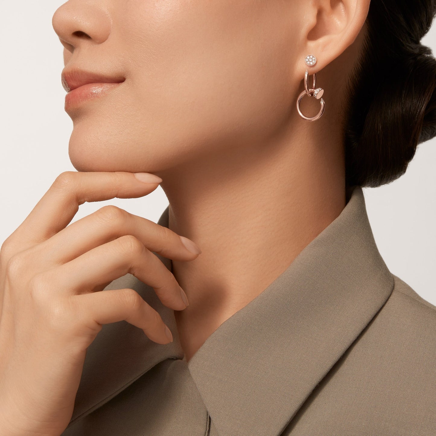 [Renovia Jewelry]JUSTE HALF DIAMOND DOUBLE EARRINGS