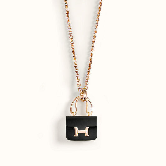 [Renovia Jewelry]CONSTANCE BLACK PEDANT PINK GOLD NECKLACE