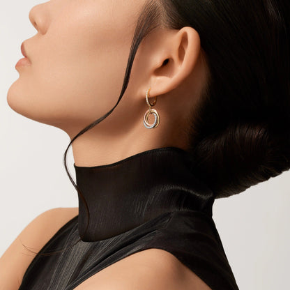 [Renovia Jewelry]TRINITY HALF DIAMOND  EARRINGS