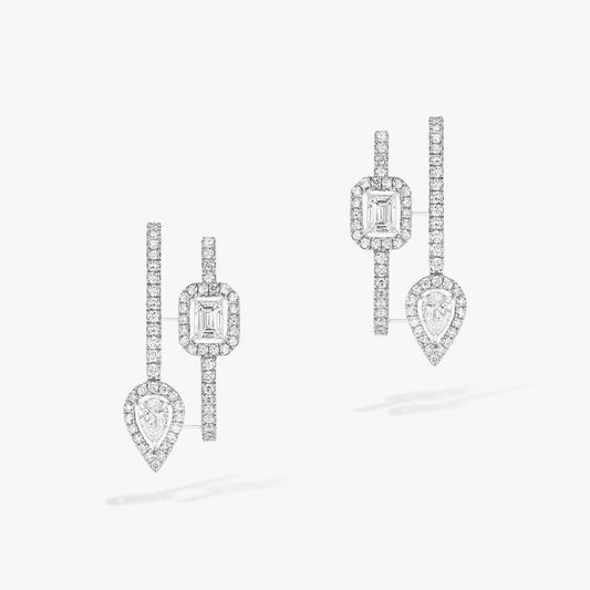 [Renovia Jewelry]CREOLES MY TWIN 2 RANGS SILVER DIAMOND EARRINGS