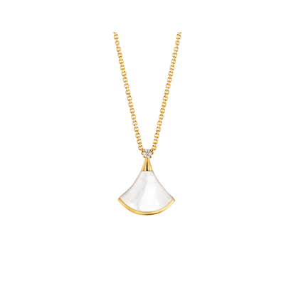[Renovia Jewelry]DREAM NECKLACE WHITE MOP GOLD 1 DIAMOND