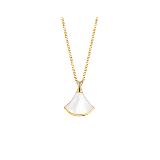 [Renovia Jewelry]DREAM NECKLACE WHITE MOP GOLD 1 DIAMOND