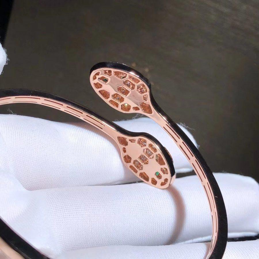 [Renovia Jewelry]SERPENTI BRACELET PINK GOLD MALACHITE DIAMOND DOUBLE SNAKE