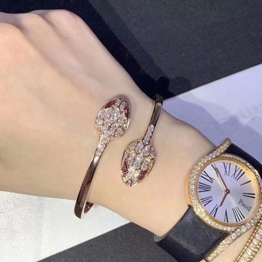 [Renovia Jewelry]SERPENTI BRACELET PINK GOLD DIAMOND DOUBLE SNAKE