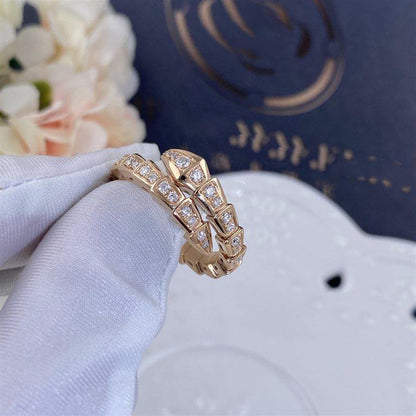 [Renovia Jewelry]SERPENTI RING PINK GOLD DIAMOND PAVED 4MM