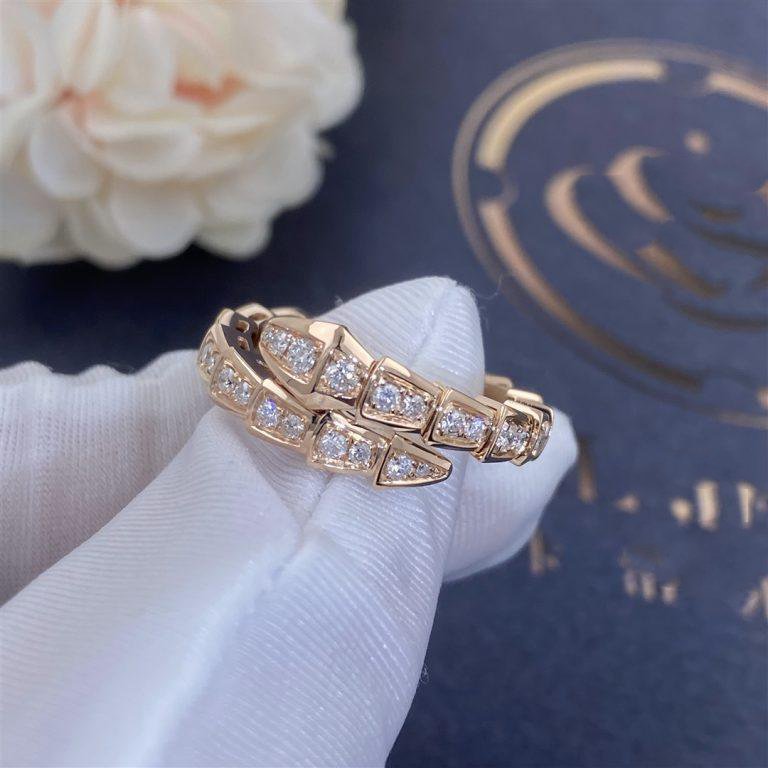 [Renovia Jewelry]SERPENTI RING PINK GOLD DIAMOND PAVED 4MM