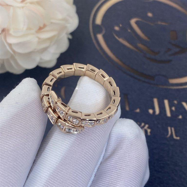 [Renovia Jewelry]SERPENTI RING PINK GOLD DIAMOND PAVED 4MM