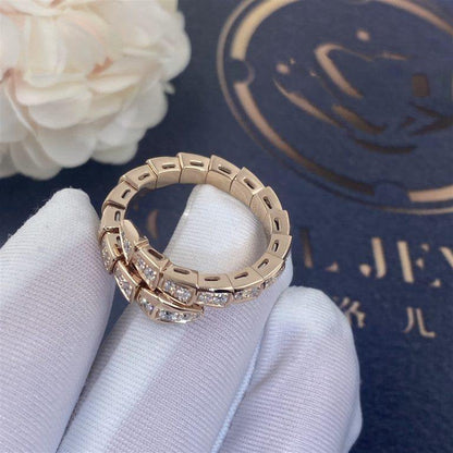 [Renovia Jewelry]SERPENTI RING PINK GOLD DIAMOND PAVED 4MM