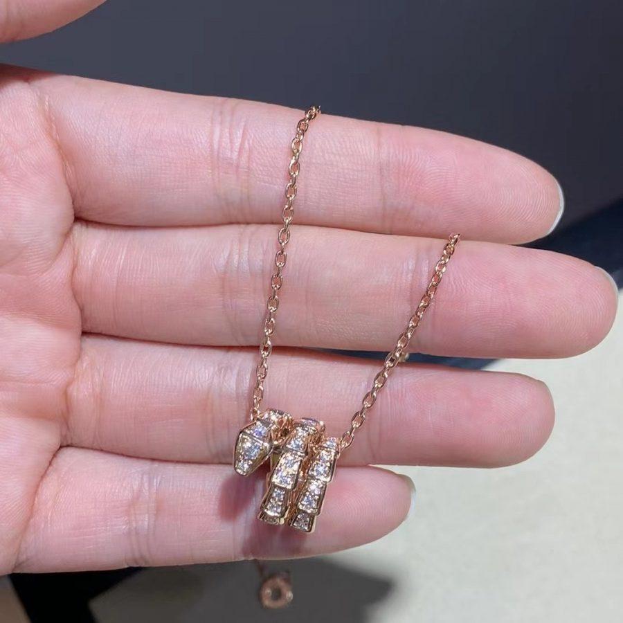 [Renovia Jewelry]SERPENTI PINK GOLD NECKLACE DOUBLE RING DIAMOND
