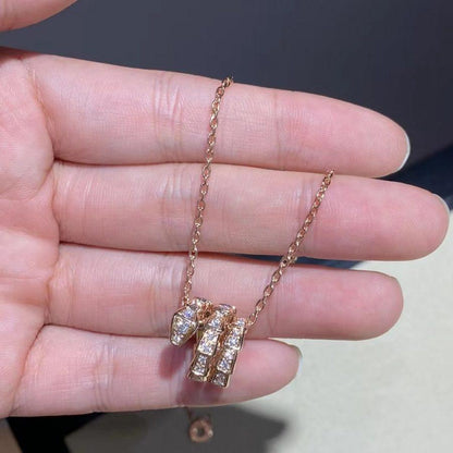[Renovia Jewelry]SERPENTI PINK GOLD NECKLACE DOUBLE RING DIAMOND