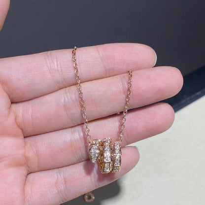 [Renovia Jewelry]SERPENTI PINK GOLD NECKLACE DOUBLE RING DIAMOND